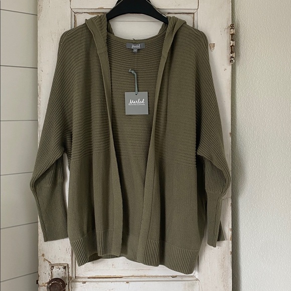 Marled Sweaters - Marled Reunited Olive Knit Cardigan SzLarge